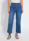 Lyssé Hayes Braided Wide Leg Crop Jeans In Mid Wash In Blue