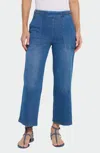 Lyssé Hayes Braided Wide Leg Crop Jeans In Mid Wash In Blue