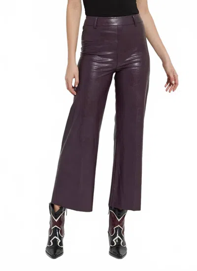 Lyssé Hi Waist Vegan Leather Wide Leg Pants In Double Espresso In Purple