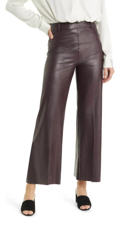Lyssé Hi Waist Wide Leg Lava Faux Leather Vegan Pants In Plum In Silver