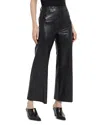 Lyssé High Waist Vegan Leather Wide Leg Pants In Kohl Black In Kohl Black