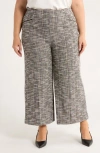 Lyssé Lysse High Waist Ankle Palazzo Stretch Tweed Pants In Gray