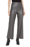 Lyssé Hi Waist Vegan Leather Wide Leg Pants In Gray Ash