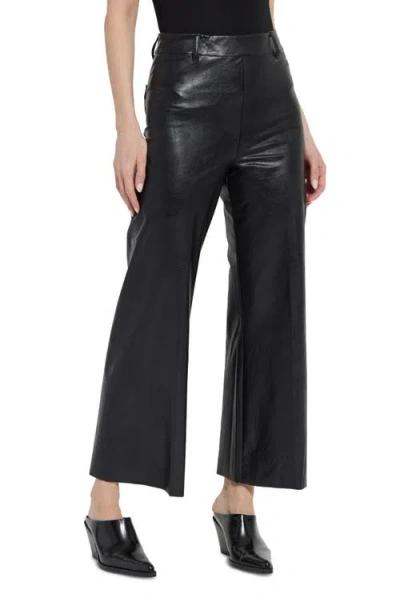 Lyssé High Waist Vegan Leather Wide Leg Pants In Kohl Black In Multi