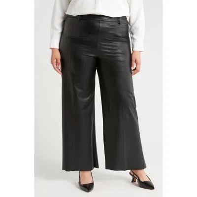 Lyssé High Waist Faux Leather Wide Leg Pants In Kohl Black