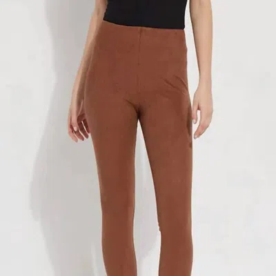 Lyssé Hi Waisted Vegan Suede Legging In Whiskey In Brown