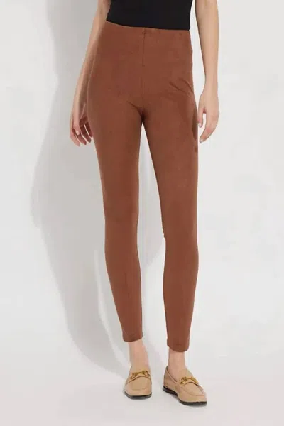 Lyssé High Waist Suede Legging In Whiskey In Brown