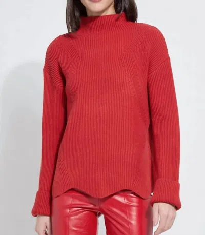 Lyssé Cozy Rib Scallop Edge Pullover Sweater In Hyacinth In Orange