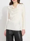 Lyssé Ingrid Cowl Neck Mixed Media Top In Chalk In White