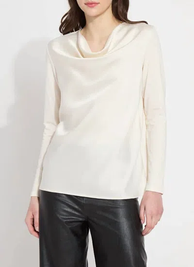 Lyssé Ingrid Cowl Neck Mixed Media Top In Chalk In White