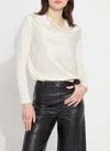 Lyssé Ingrid Cowl Neck Mixed Media Top In Chalk In Gray