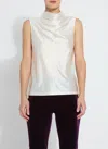 Lyssé Irina Satin Jersey Turtleneck Top In Off White In White