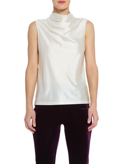 Lyssé Irina Satin Jersey Turtleneck Top In Off White