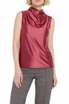 Lyssé Irina Satin Jersey Top In Peony In Red