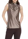Lyssé Irina Stretch Satin Turtleneck Top In Ash In Multi