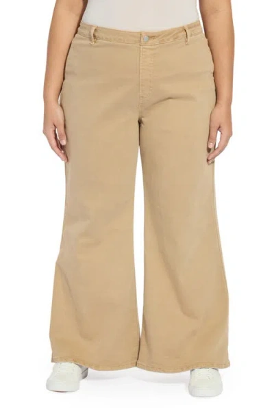 Lyssé Lysse Iris Flat Front Wide Leg Jeans In Brown