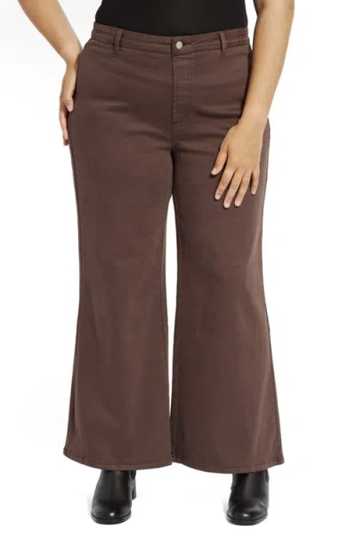 Lyssé Lysse Iris Flat Front Wide Leg Jeans In Brown