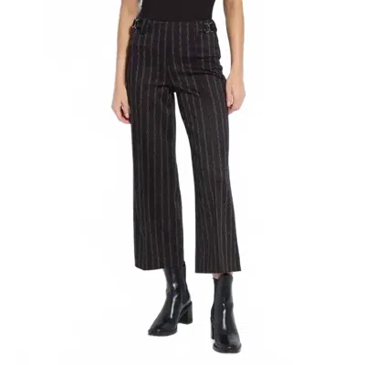 Lyssé Isabel Pinstripe Ponte Wide Leg Pants In Charcoal Lane In Brown