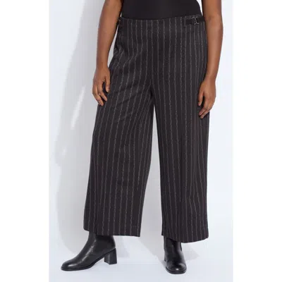 Lyssé Lysse Isabel Pinstripe Pull-on Ankle Wide Leg Ponte Pants In Multi