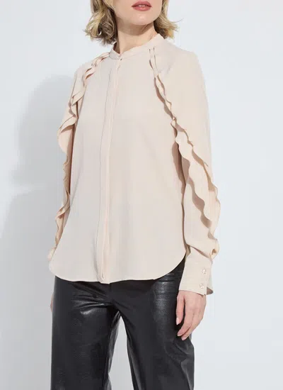 Lyssé Isadora Raglan Ruffle Sleeve Blouse In Pink