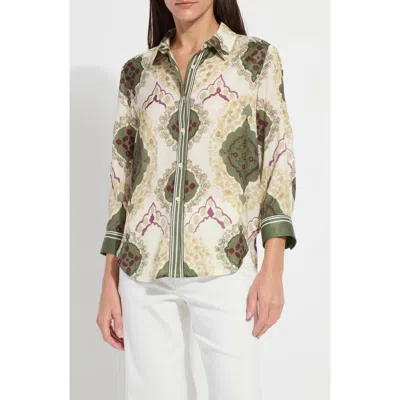 Lyssé Lysse Ishani Scarf Print Button-up Satin Shirt In Multi