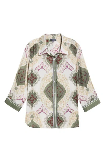 Lyssé Lysse Ishani Scarf Print Button-up Satin Shirt In Neutral