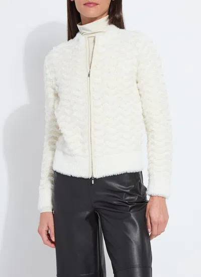 Lyssé Ivanna Zip Front Knit Bomber In White
