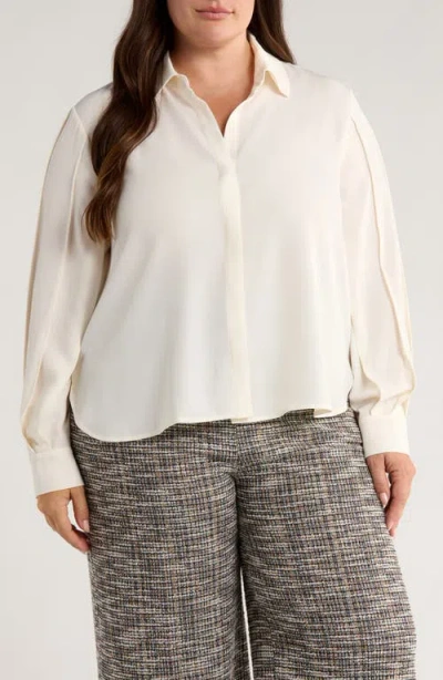 Lyssé Lysse Ivette Pleated Balloon Sleeve Button-up Shirt In White
