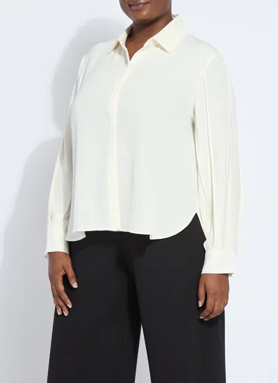 Lyssé Ivette Pleated Balloon Slv Blouse Curvy In White