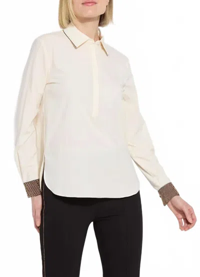 Lyssé Jamie Beaded Shirt In Macademia In White