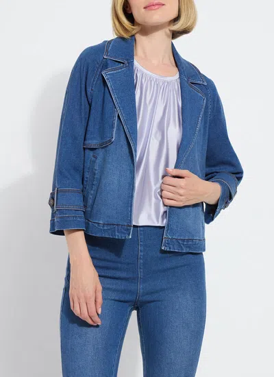 Lyssé Jeanne Cropped Tencel Denim Trench In Blue