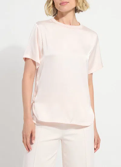 Lyssé Jenika Crochet Neck Band Mix Media Top In Pink