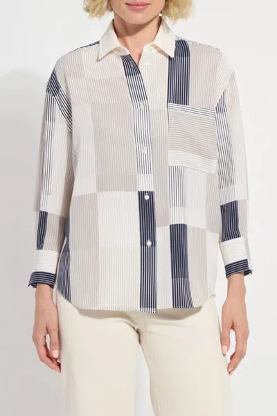 Lyssé Jessica Three Quarter Sleeve Cropped Shirt In Multi
