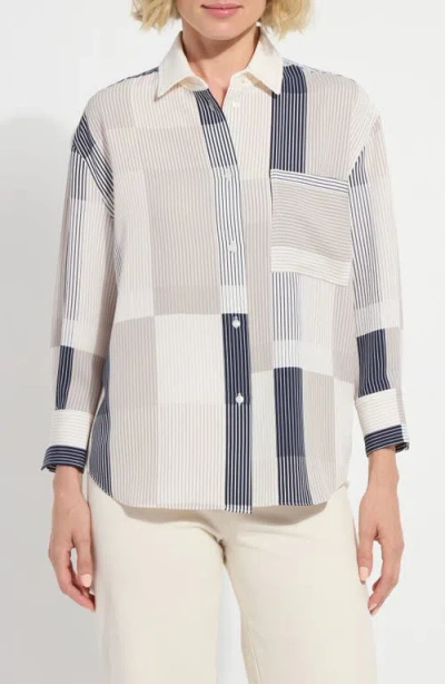 Lyssé Jessica Three Quarter Sleeve Cropped Shirt In Multi