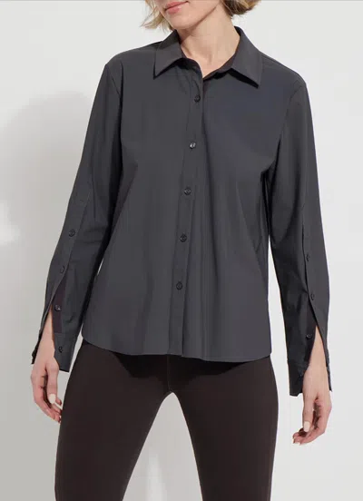 Lyssé Jodi Slim Button Down Shirt In Solid Charcoal In Black