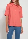 Lyssé Lysse Josie Short Sleeve Button Down In Orange