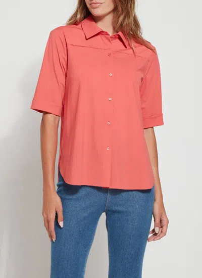 Lyssé Lysse Josie Short Sleeve Button Down In Coral Touch