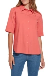 Lyssé Lysse Josie Short Sleeve Button Down In Coral Touch