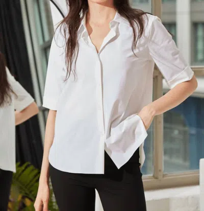Lyssé Josie Short Sleeve Button Down Shirt In White
