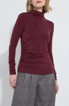 Lyssé Lysse Jovita Ruched Funnel Neck Top In Burgundy