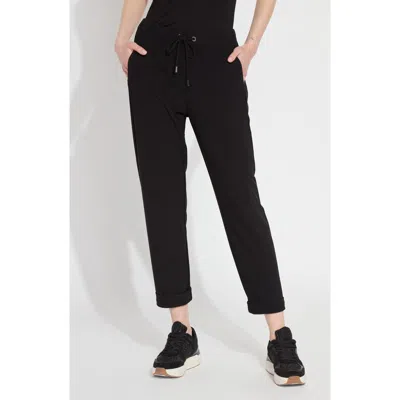 LYSSÉ LYSSE JULIA CUFFED STRETCH CREPE ANKLE DRAWSTRING PANTS