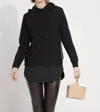Lyssé Julia Stretch Crepe Hoodie Top In Black In Black