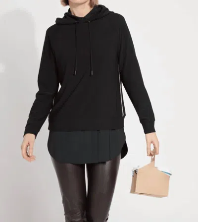 Lyssé Julia Stretch Crepe Hoodie Top In Black