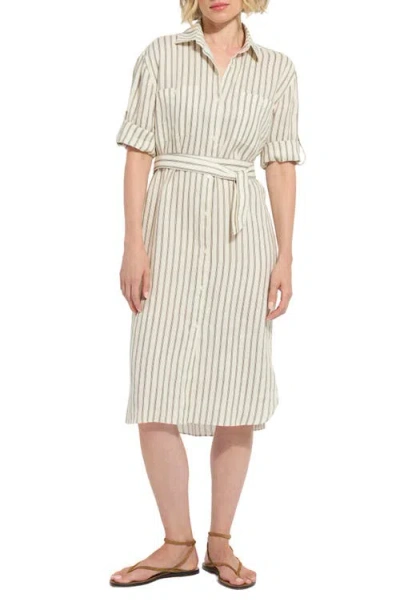 Lyssé Lysse Juniper Stripe Belted Linen Shirtdress In Neutral