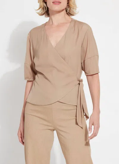 Lyssé Juno Front Tie Wrap Top In Tanned In Multi