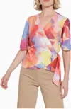 Lyssé Juno Front Tie Wrap Top In Zesty Shades In Multi