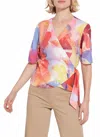 Lyssé Juno Front Tie Wrap Top In Zesty Shades In Multi