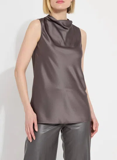 LYSSÉ JUSTINE DRAPED MOCK NECK TOP IN GREY ASH