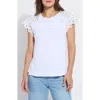 Lyssé Katarina Eyelet Cap Sleeve T-shirt In White
