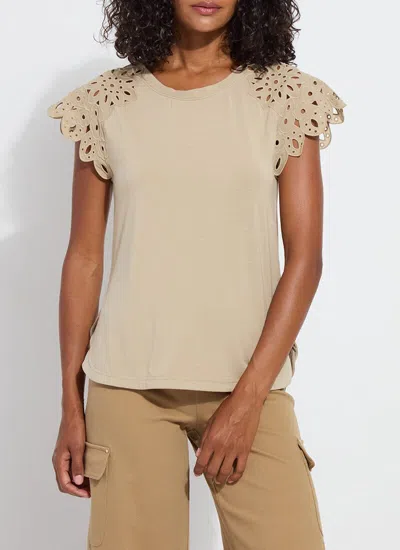 Lyssé Katarina Eyelet Sleeve Trim Top In Brown